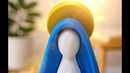 Escultura Decorativa Nossa Senhora com Manto Azul e Halo Dourado