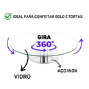 Plataforma Bailarina Confeitar Vidro Com Base Bolo Boleira Giratoria 30cm