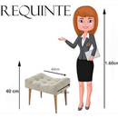 Puff Requinte Bege Banqueta Pé Palito