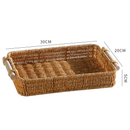 Bandeja de Mesa em Rattan Sintético com Alça de Madeira Multiuso