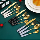 Kit 24 peças Talheres Colher Garfo Faca Luxo Linha Ouro (Sem Suporte)
