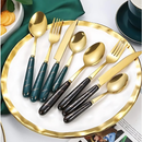 Kit 24 peças Talheres Colher Garfo Faca Luxo Linha Ouro (Sem Suporte)