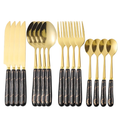 Kit 24 Peças Talheres Luxo Linha Ouro – Colher, Garfo e Faca (Sem Suporte)