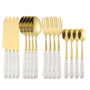 Kit 24 Peças Talheres Luxo Linha Ouro – Colher, Garfo e Faca (Sem Suporte)