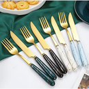 Kit 24 peças Talheres Colher Garfo Faca Luxo Linha Ouro (Sem Suporte)