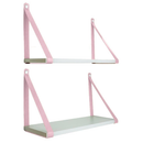Kit 2 Prateleira Mdf Branca 45x15 Alça Marrom Couro Ecológico Resistente