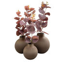 Trio De Vasos Decorativos Com Flores Artificiais Toque Real