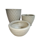 Kit 3 Vasos decorativo Bojo Diamante 3D Bacia Escovada Para Plantas Jardim Casa com prato coletor
