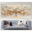 Quadro Decorativo Arvore Da Vida Grande Ouro Branco Luxo Sala Quarto 110x70