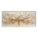 Quadro Decorativo Arvore Da Vida Grande Ouro Branco Luxo Sala Quarto 110x70
