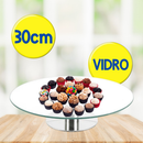 Plataforma Bailarina Confeitar Vidro Com Base Bolo Boleira Giratoria 30cm
