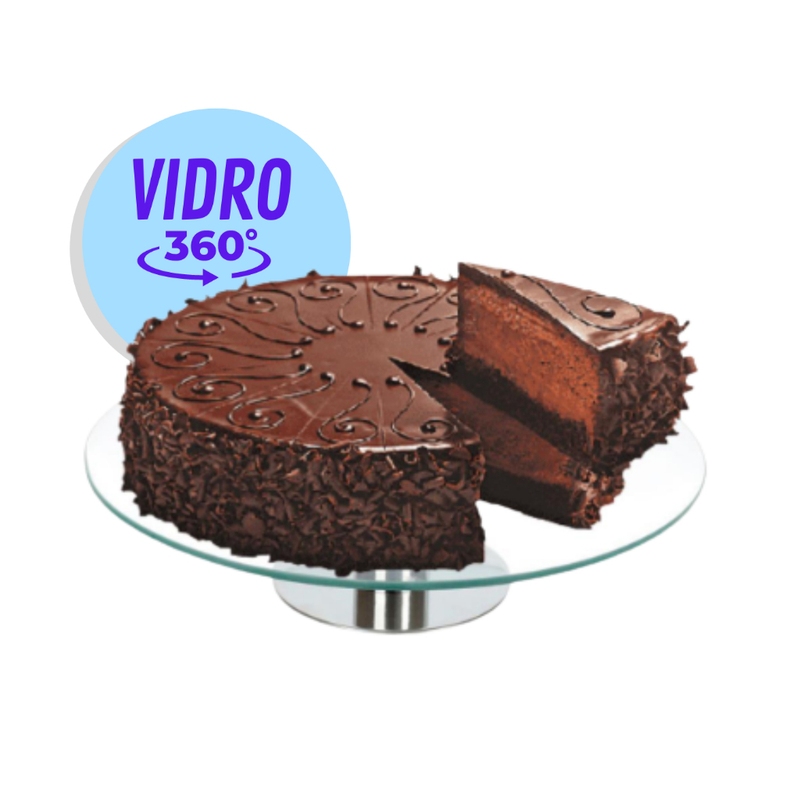 Plataforma Bailarina Confeitar Vidro Com Base Bolo Boleira Giratoria 30cm
