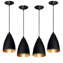 Kit 3 Luminárias Pendentes Modernas Pretas para Sala de Jantar e Teto