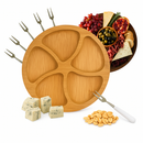 Kit Petisqueira Redonda + 6 Garfos Para Frios e Queijos Gamela MDF