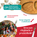 Kit Petisqueira Redonda + 6 Garfos Para Frios e Queijos Gamela MDF