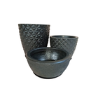 Kit 3 Vasos decorativo Bojo Diamante 3D Bacia Escovada Para Plantas Jardim Casa com prato coletor