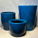 Kit 3 Vasos Marmorizados Decorativos Planta de Luxo ou Flor Polietileno Coluna polida N1 N2 + Bojo N1 Com Pratos