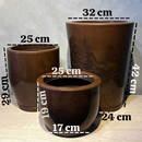 Kit 3 Vasos Marmorizados Decorativos Planta de Luxo ou Flor Polietileno Coluna polida N1 N2 + Bojo N1 Com Pratos