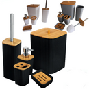 Kit Banheiro Conjunto Acessórios Lavabo Luxo 5 Peças Bambu