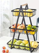Fruteira de Mesa Aramada 2 e 3 Andares Organizador Multiuso Cesta de Frutas Legumes Cozinha 33cm