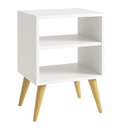 Kit 2 Mesas de Cabeceira Palma Branco com Nichos – Design Moderno Luxo