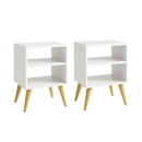 Kit 2 Mesas de Cabeceira Palma Branco com Nichos – Design Moderno Luxo