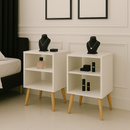 Kit 2 Mesa De Cabeceira Criado Mudo Organizador Moderno Luxo Quarto Sala Escritorio Copa Branco