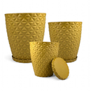 Kit 3 Vasos Marmorizados ou Diamante com Pratos