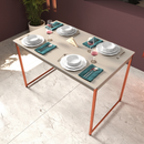 Mesa de Jantar Industrial 4 Lugares Cozinha 105 x 45 cm com Tampo de Madeira e Pés Metal ShoopMaga