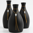 Kit Trio 3 Vasos Decorativos Cerâmica Enfeite Decoração Elegante Casa Rack Conjunto Decorado Loja Estante Sala Cozinha