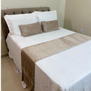 Kit Peseira + Capas de Almofadas Baguete Safira 3 Peças Decorativas