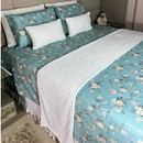 Kit Peseira + Capas de Almofadas Baguete Safira 3 Peças Decorativas
