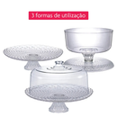 Boleira de Vidro 3x1 com Tampa em Acrílico, Suporte para Bolo com Pé - Diamond Viena