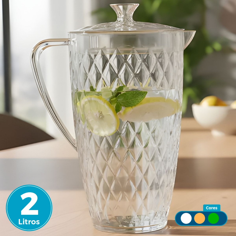 Jarra De Suco 2 Litros Mesa Posta Cozinha Para Servir Ou Guardar na Geladeira Linha Glamour Acrílico