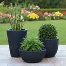 Kit 3 Vasos decorativo Bojo Diamante 3D Bacia Escovada Para Plantas Jardim Casa com prato coletor