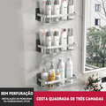 Suporte Organizador de Shampoo Premium Sem Furo em Alumínio Space
