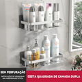 Suporte Organizador de Shampoo Premium Sem Furo em Alumínio Space