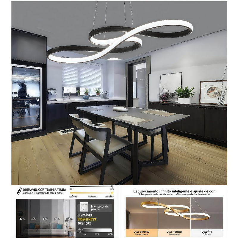 lustre pendente de teto moderno com 3 cores de luz de teto para sala de estar, sala de jantar e bar