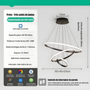 Lustre Pendente LED Moderno 3 Cores Dourado ou Preto para Sala e Jantar