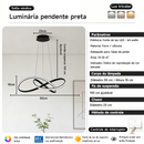 Lustre Pendente LED Moderno 3 Cores Dourado ou Preto para Sala e Jantar