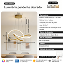 Lustre Pendente LED Moderno 3 Cores Dourado ou Preto para Sala e Jantar