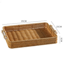 Bandeja de Mesa em Rattan Sintético com Alça de Madeira Multiuso