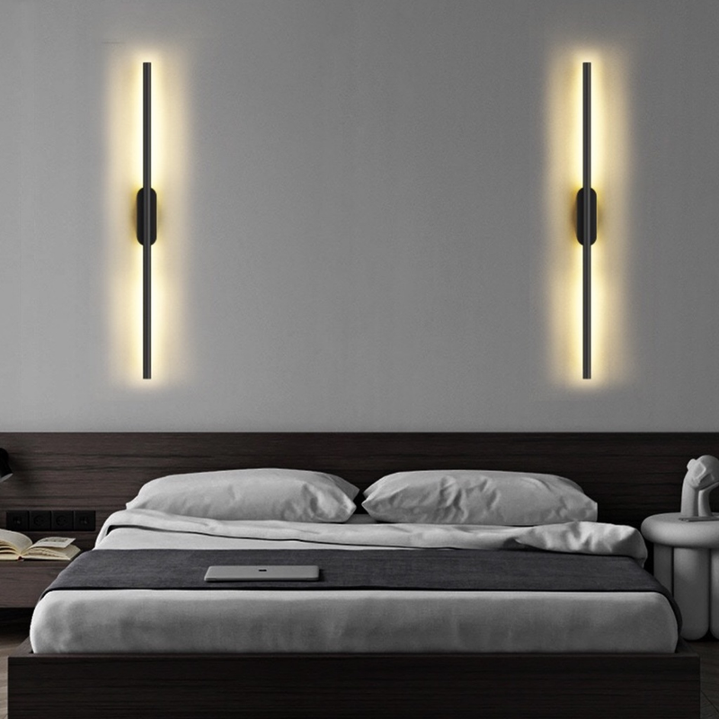 Arandela LED Linear 1m Preta 10W 3000K Bivolt Parede Moderna – NÃO Recarregável / precisa ligar na tomada