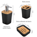 Kit Banheiro Conjunto Acessórios Lavabo Luxo 5 Peças Bambu