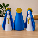 Escultura Decorativa Nossa Senhora com Manto Azul e Halo Dourado